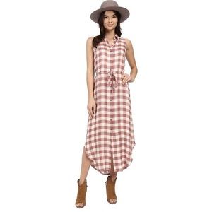 BB Dakota Coastal Cowgirl Buffalo Plaid Button Up Maxi Dress